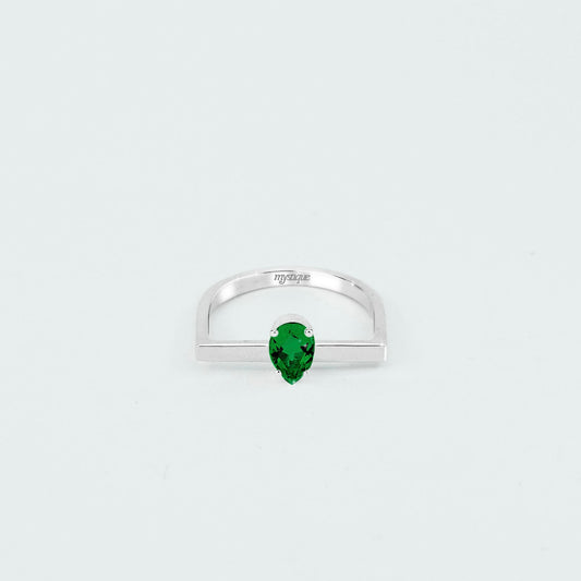 Anel Porta Verde Quadrado - Base em Prata 925