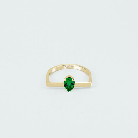 Anel Porta Verde Quadrado - Base em Ouro 18k