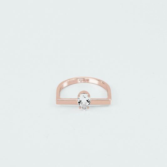 Anel Porta Branca Quadrado - Banho em Ouro Rosé