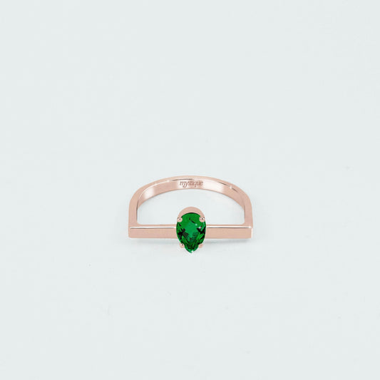 Anel Porta Verde Quadrado - Banho em Ouro Rosé