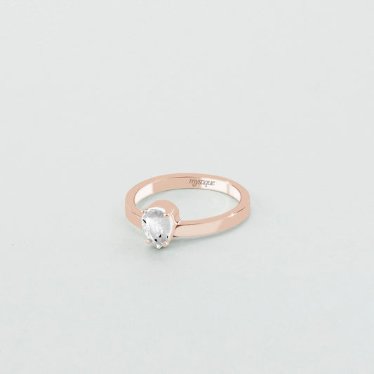 Anel Porta Branca Redondo - Banho em Ouro Rosé