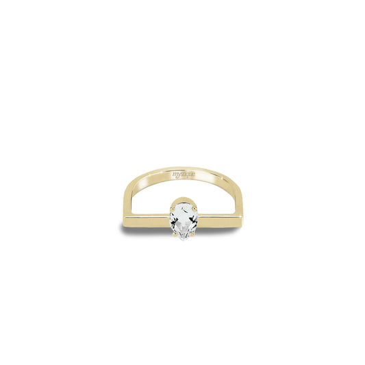 Anel Porta Branca Quadrado - Base em Ouro 18k