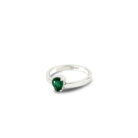 Anel Porta Verde Redondo - Base em Prata 925
