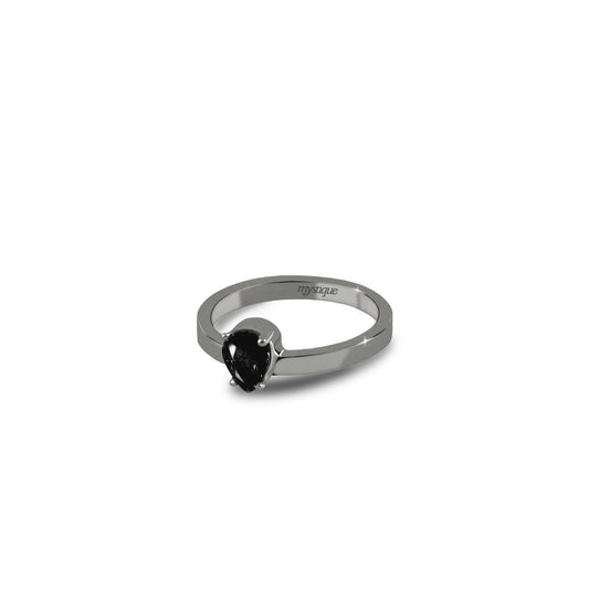 Anel Porta Preta Redondo - Banho em Ródio Negro