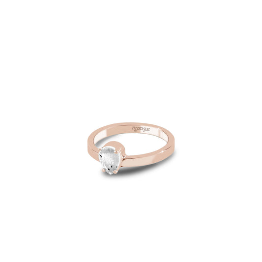Anel Porta Branca Redondo - Banho em Ouro Rosé