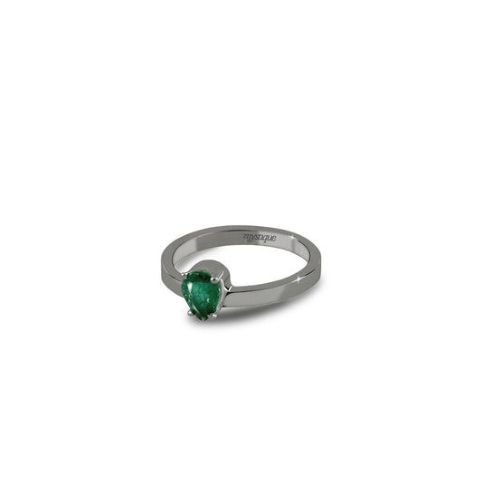 Anel Porta Verde Redondo - Banho em Ródio Negro