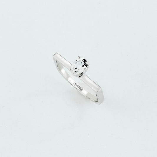 Anel Porta Branca Quadrado - Base em Prata 925