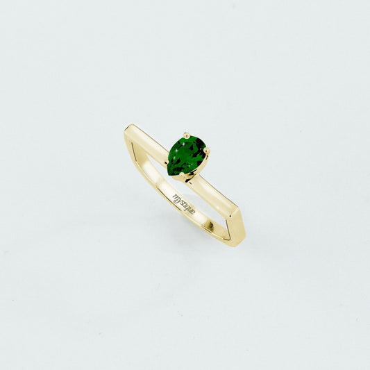 Anel Porta Verde Quadrado - Base em Ouro 18k