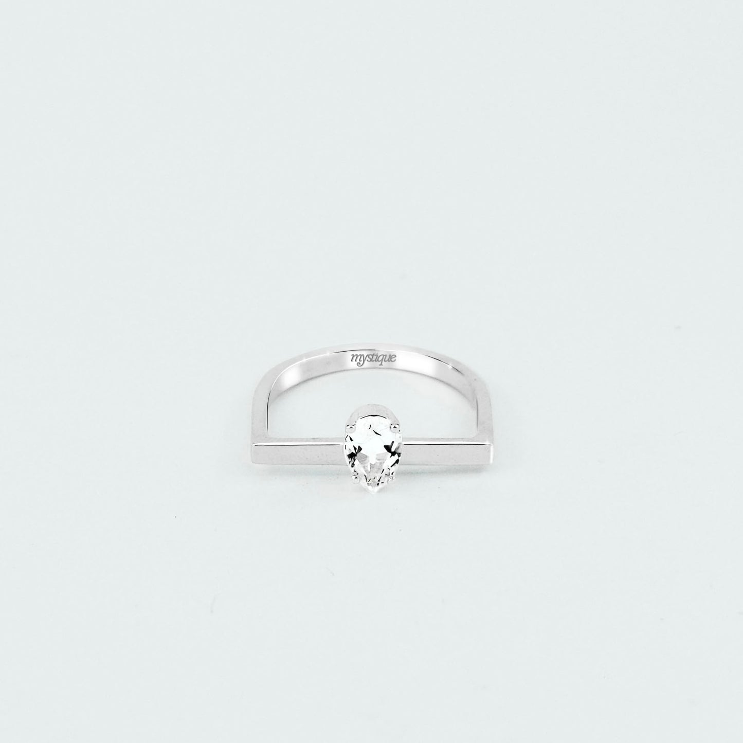 Anel Porta Branca Quadrado - Base em Prata 925