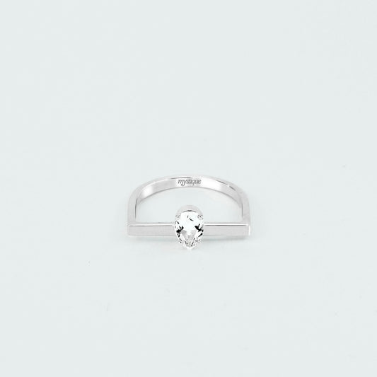 Anel Porta Branca Quadrado - Base em Prata 925