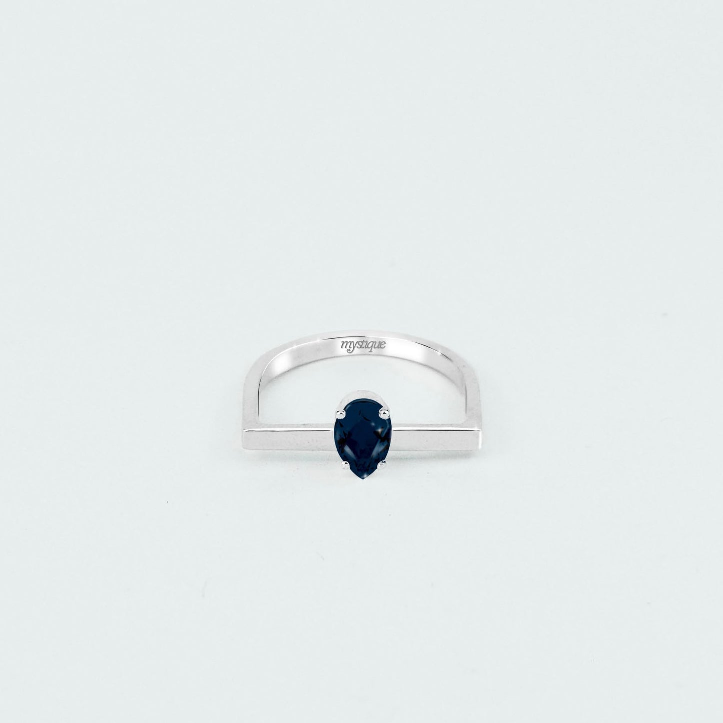 Anel Porta Azul Quadrado - Base em Prata 925