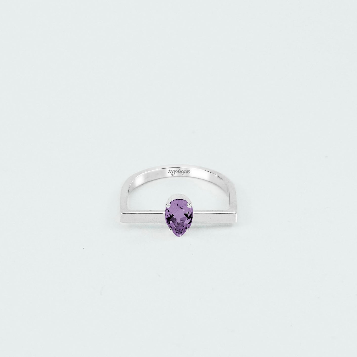 Anel Porta Roxa Quadrado - Base em Prata 925