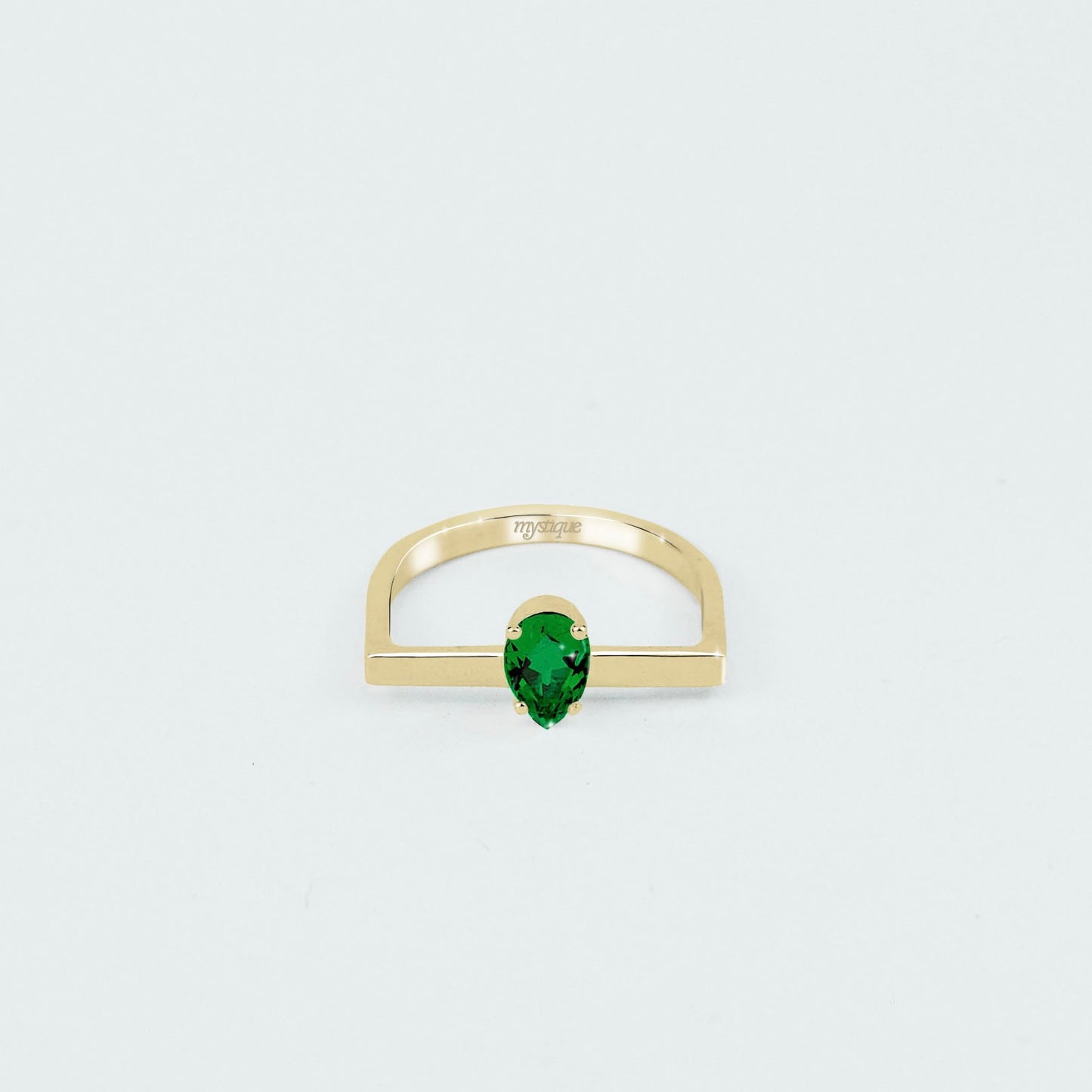 Anel Porta Verde Quadrado - Base em Ouro 18k