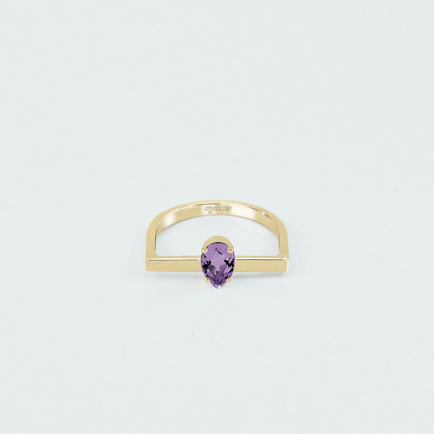 Anel Porta Roxa Quadrado - Base em Ouro 18k