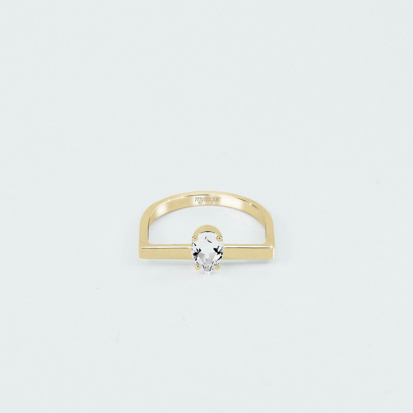 Anel Porta Branca Quadrado - Base em Ouro 18k