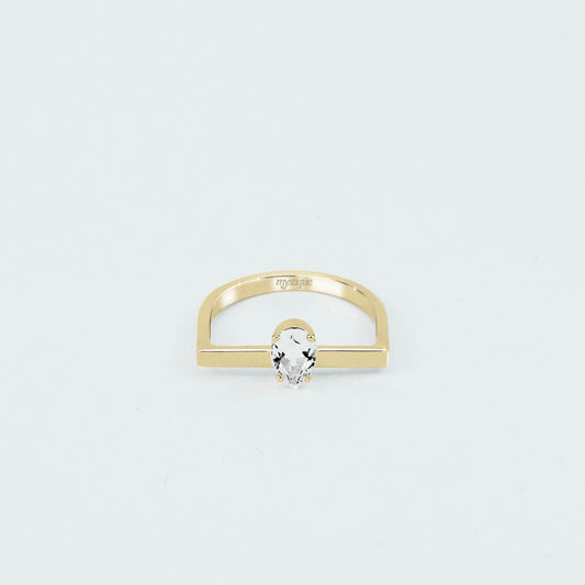 Anel Porta Branca Quadrado - Base em Ouro 18k