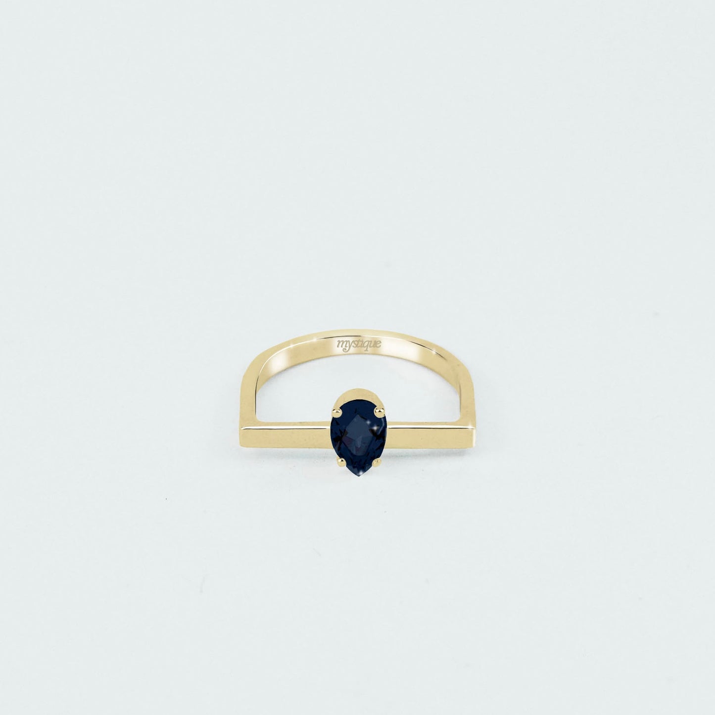 Anel Porta Azul Quadrado - Base em Ouro 18k