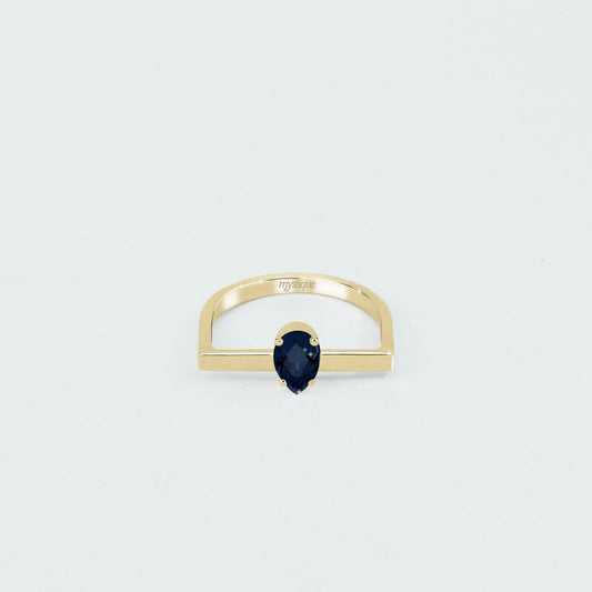 Anel Porta Azul Quadrado - Base em Ouro 18k