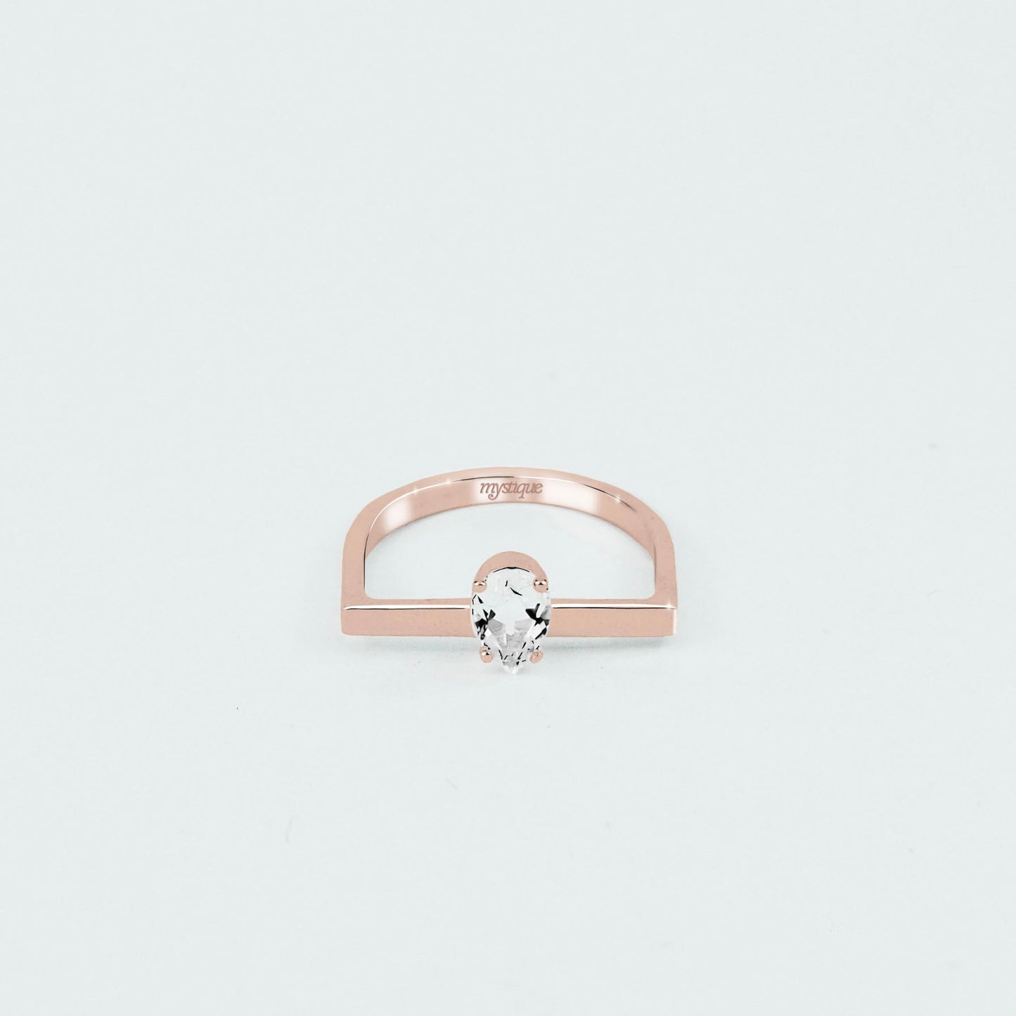 Anel Porta Branca Quadrado - Banho em Ouro Rosé