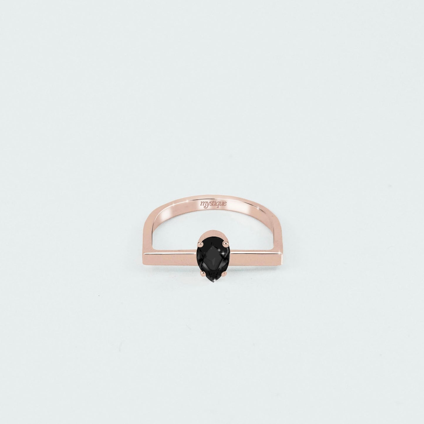 Anel Porta Preta Quadrado - Banho em Ouro Rosé