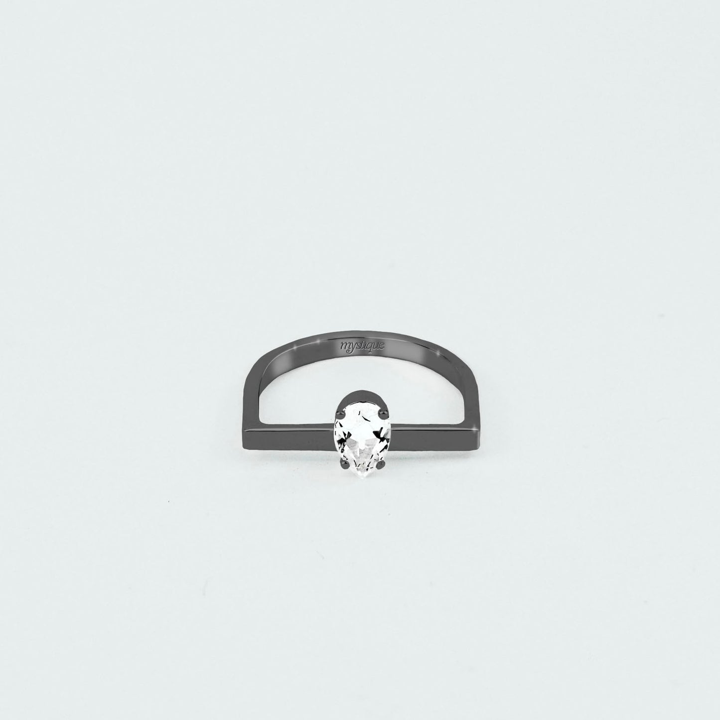 Anel Porta Branca Quadrado - Banho em Ródio Negro