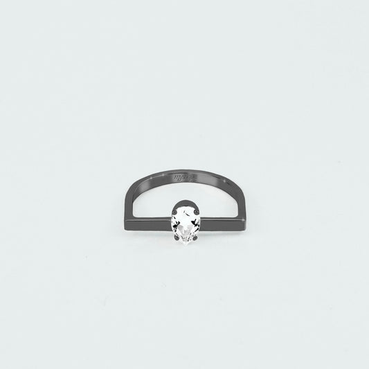 Anel Porta Branca Quadrado - Banho em Ródio Negro