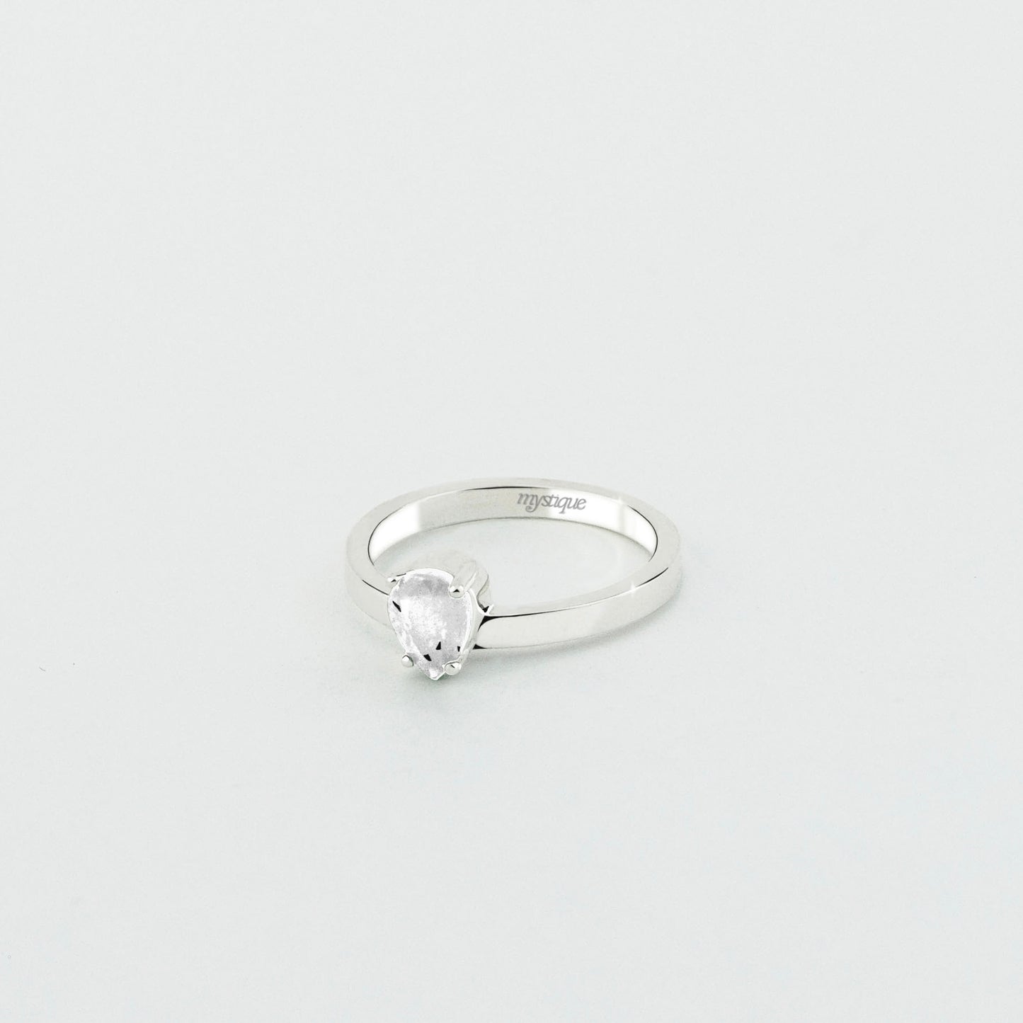 Anel Porta Branca Redondo - Base em Prata 925