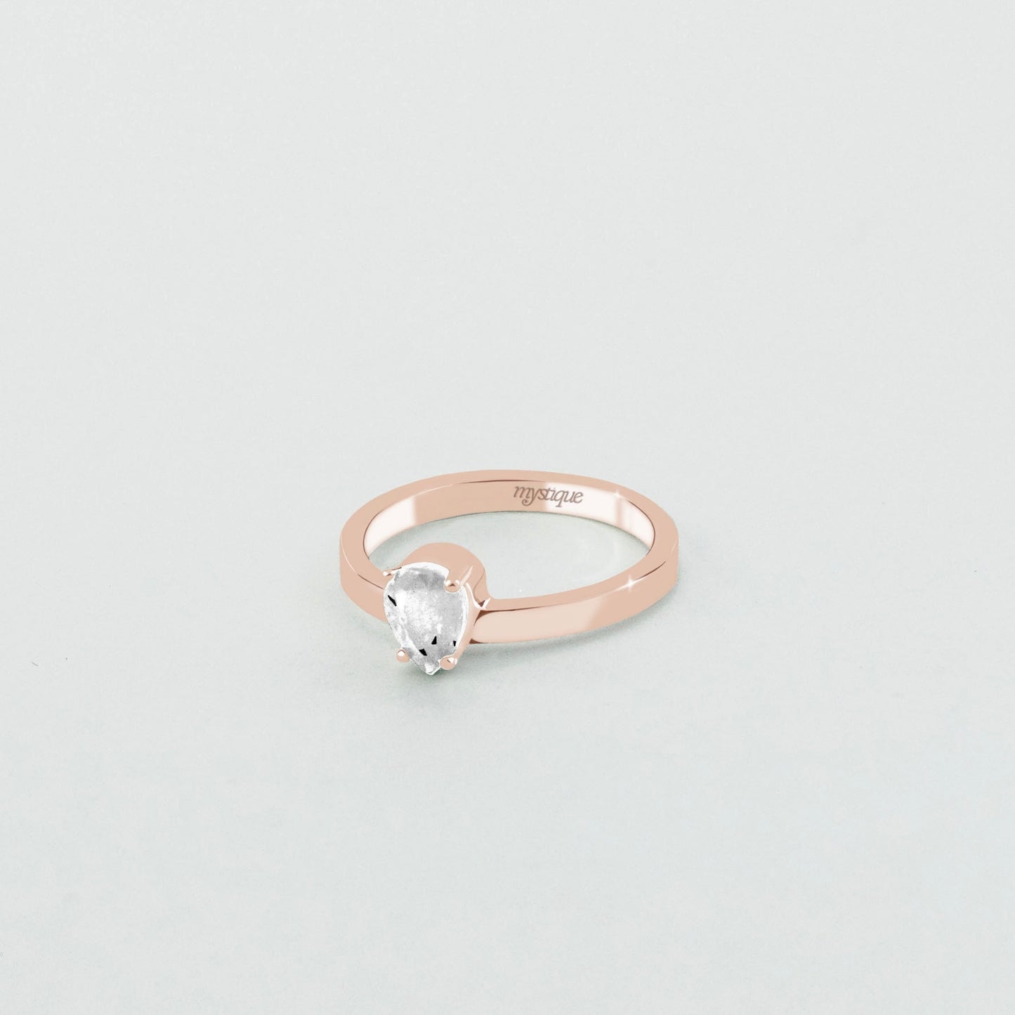 Anel Porta Branca Redondo - Banho em Ouro Rosé