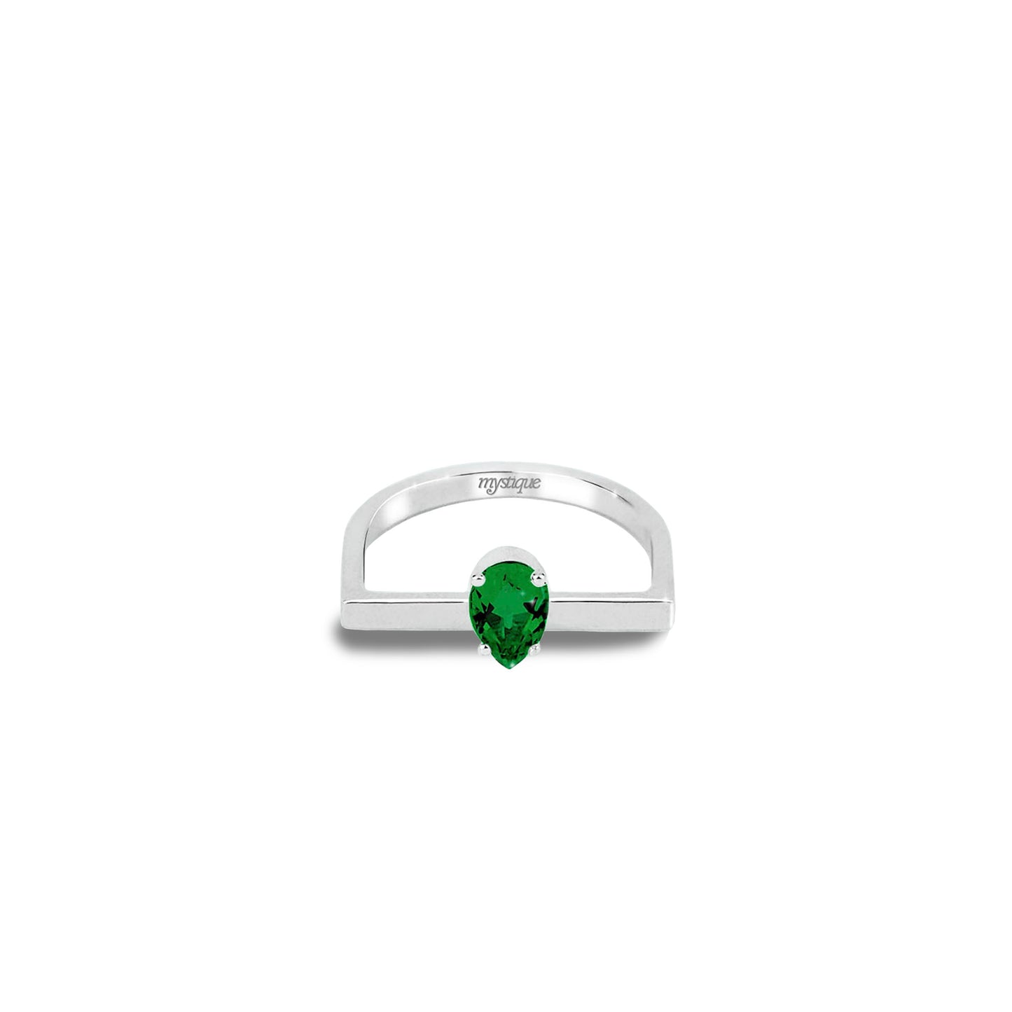 Anel Porta Verde Quadrado - Base em Prata 925
