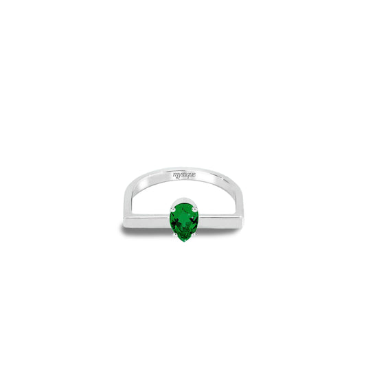 Anel Porta Verde Quadrado - Base em Prata 925
