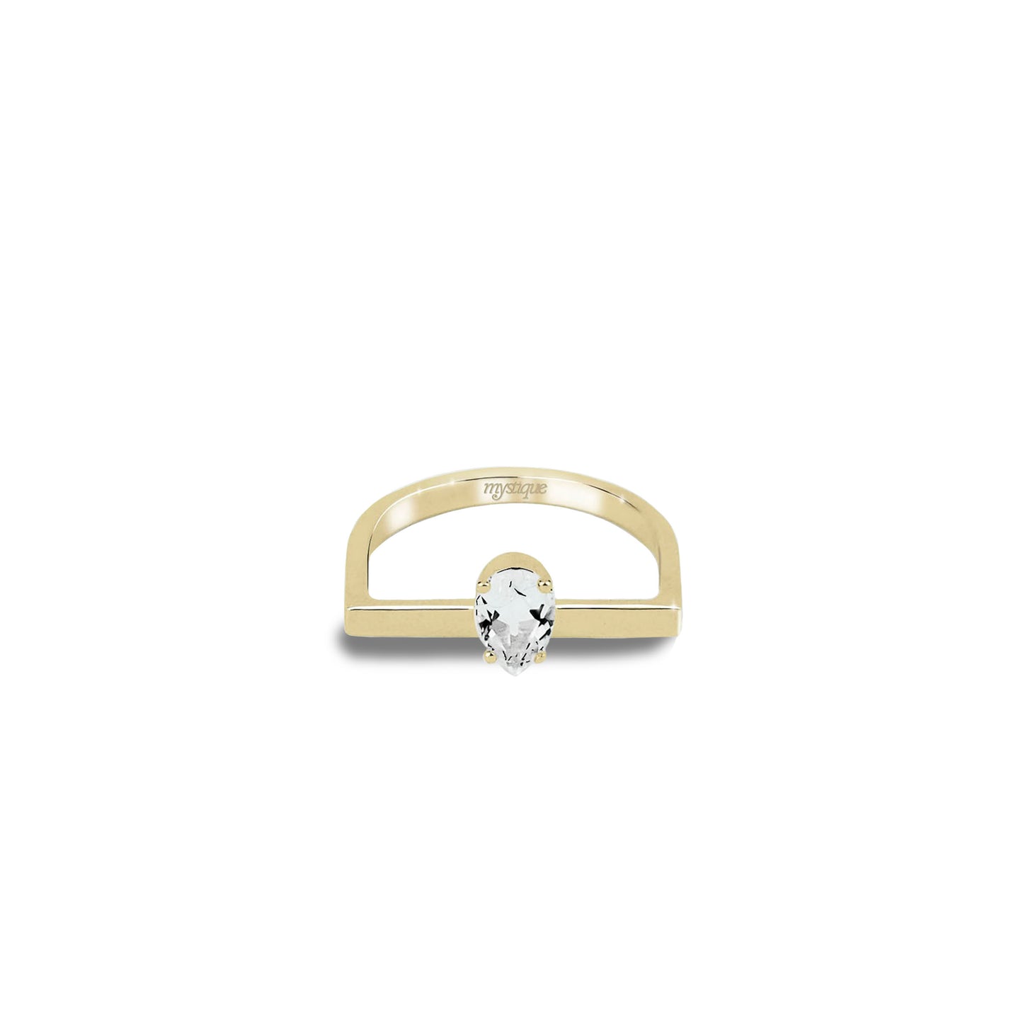 Anel Porta Branca Quadrado - Base em Ouro 18k