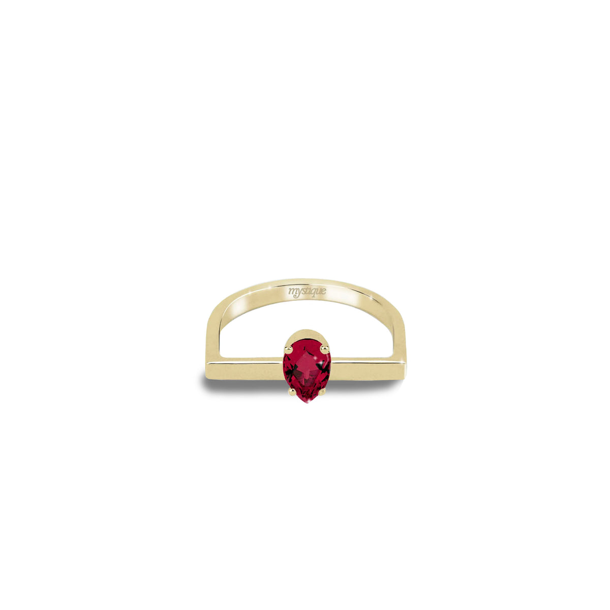 Anel Porta Vermelha Quadrado - Base em Ouro 18k