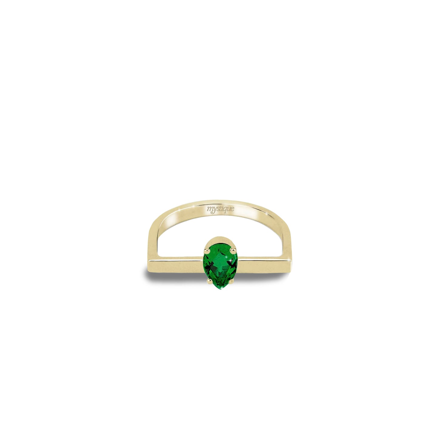 Anel Porta Verde Quadrado - Base em Ouro 18k