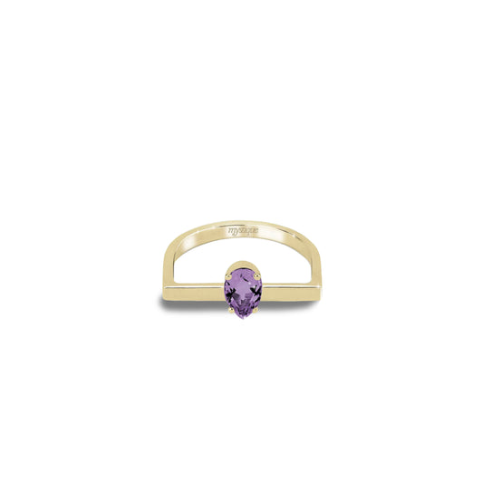 Anel Porta Roxa Quadrado - Banho em Ouro 18k