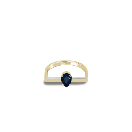 Anel Porta Azul Quadrado - Base em Ouro 18k