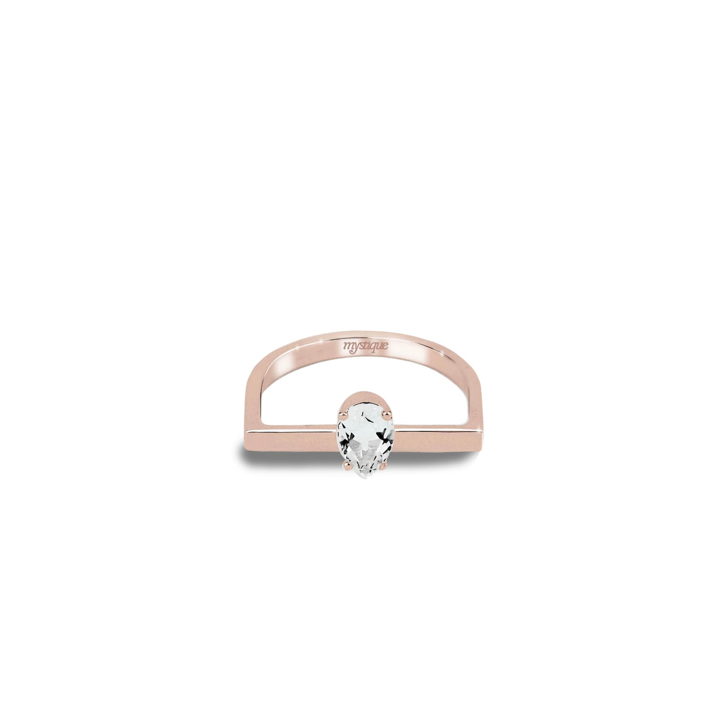 Square White Door Ring - Rose Gold Plated