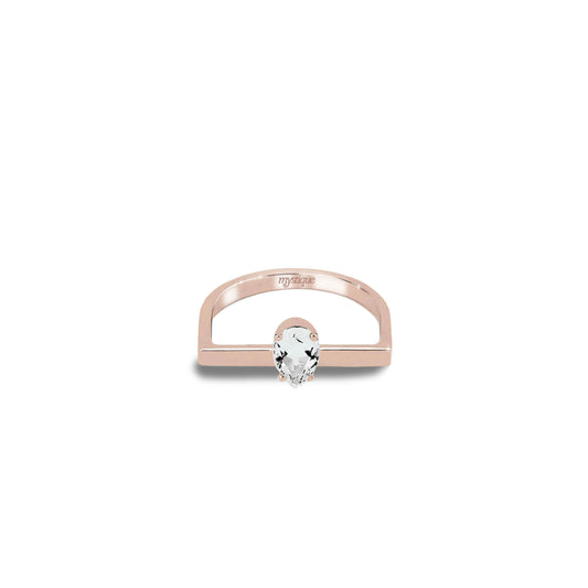 Anel Porta Branca Quadrado - Banho em Ouro Rosé