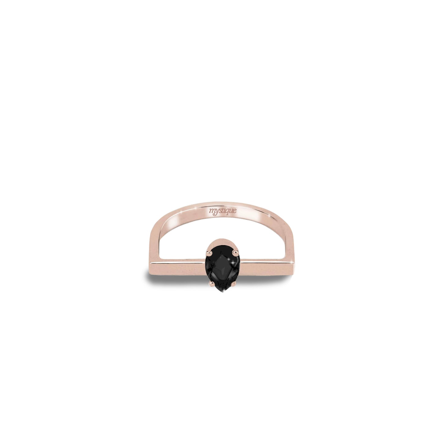 Anel Porta Preta Quadrado - Banho em Ouro Rosé