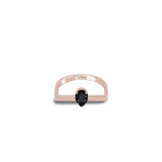 Anel Porta Preta Quadrado - Banho em Ouro Rosé