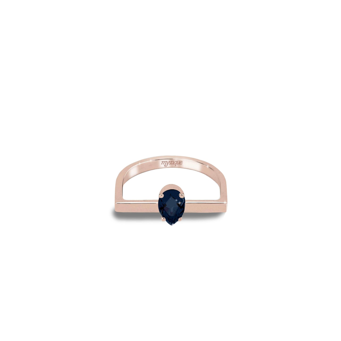 Anel Porta Azul Quadrado - Banho em Ouro Rosé