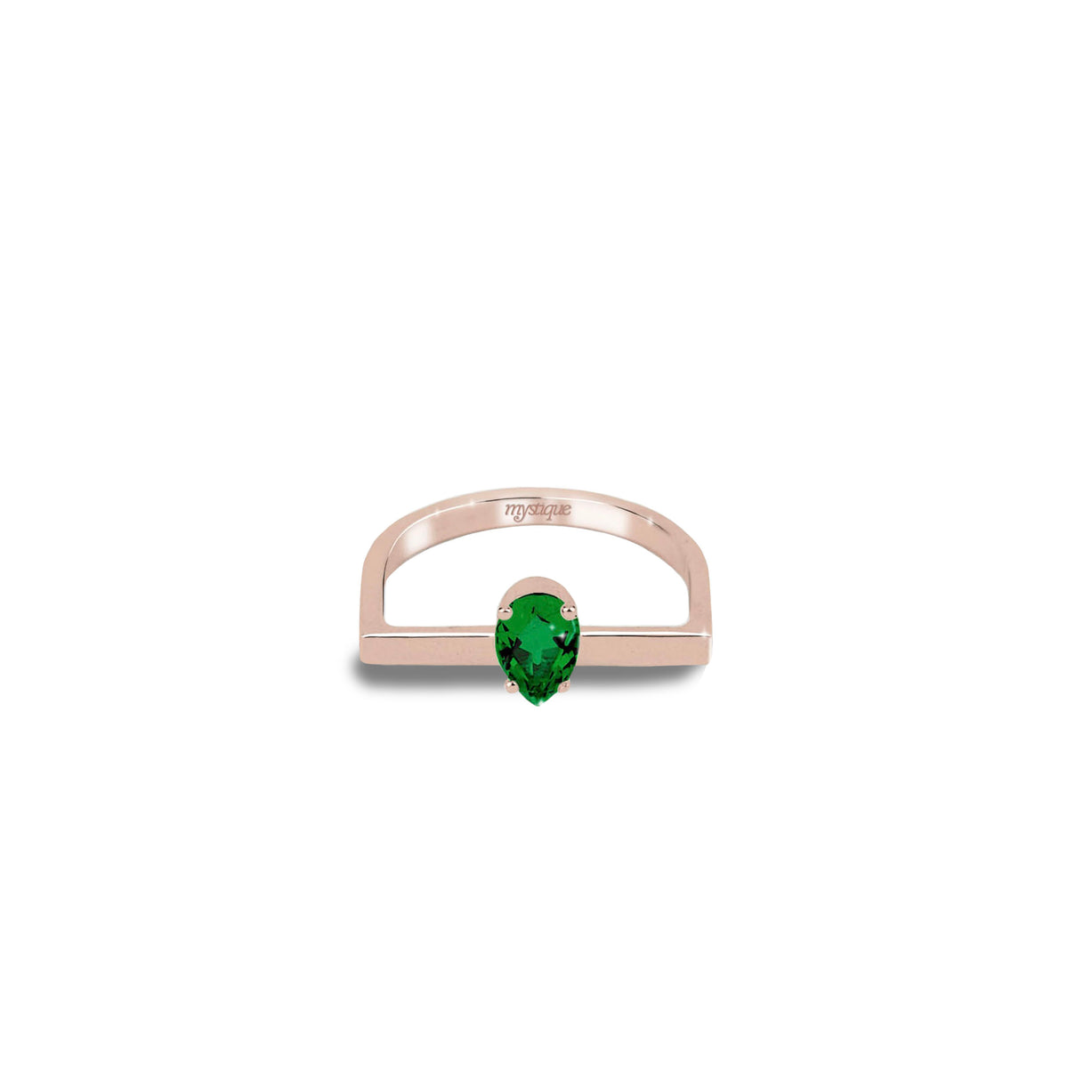 Anel Porta Verde Quadrado - Banho em Ouro Rosé