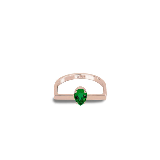 Anel Porta Verde Quadrado - Banho em Ouro Rosé
