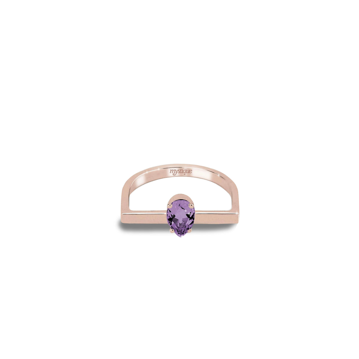 Anel Porta Roxa Quadrado - Banho em Ouro Rosé