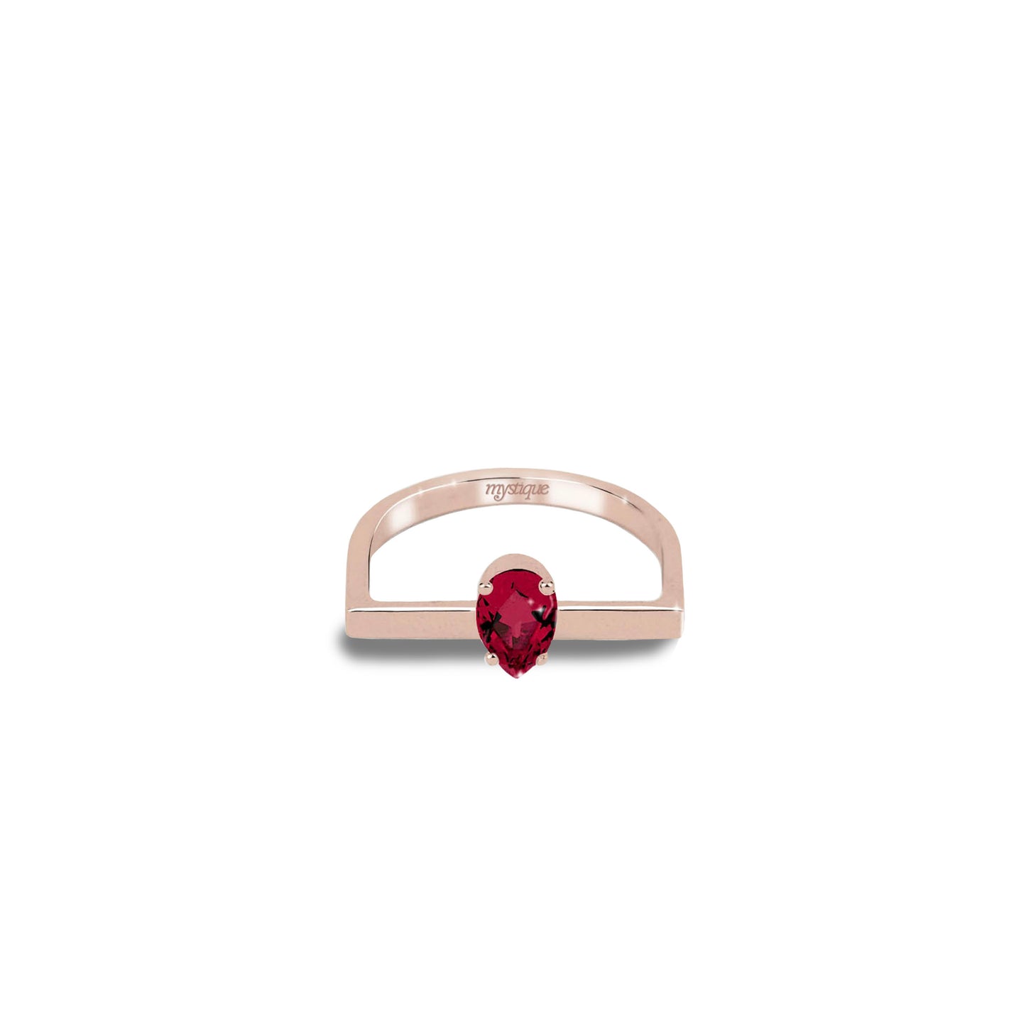 Square Red Door Ring - Rose Gold Plated