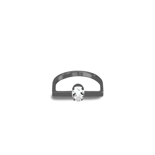 Anel Porta Branca Quadrado - Banho em Ródio Negro