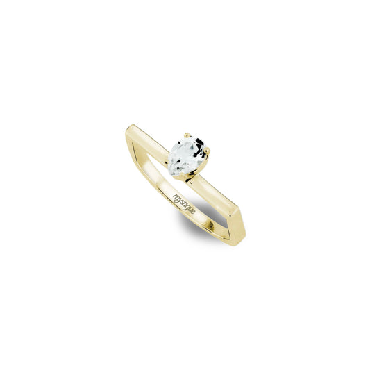 Anel Porta Branca Quadrado - Base em Ouro 18k