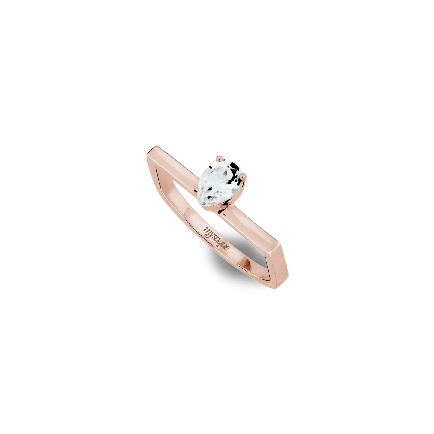Square White Door Ring - Rose Gold Plated