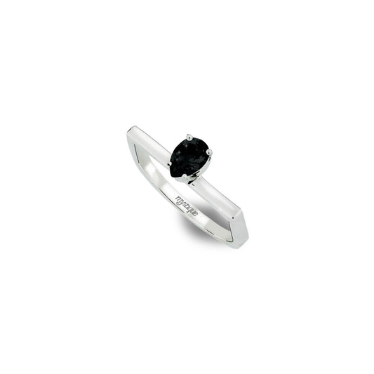 Anel Porta Preta Quadrado - Base em Prata 925