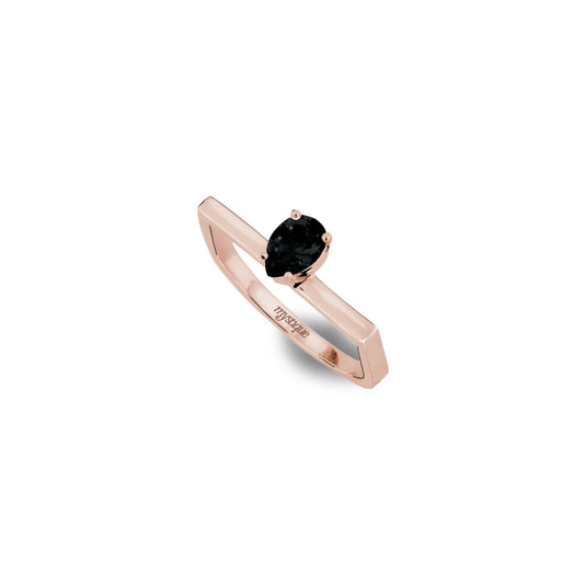 Anel Porta Preta Quadrado - Banho em Ouro Rosé