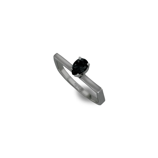 Anel Porta Preta Quadrado - Banho em Ródio Negro